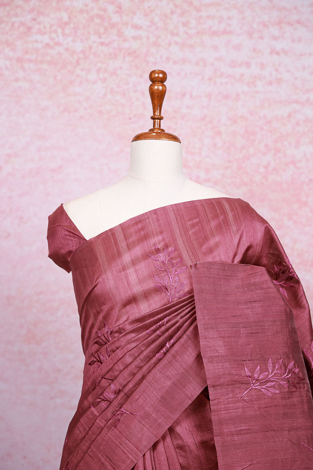 Dark Onion Pink Semi Tussar Saree - Seematti
