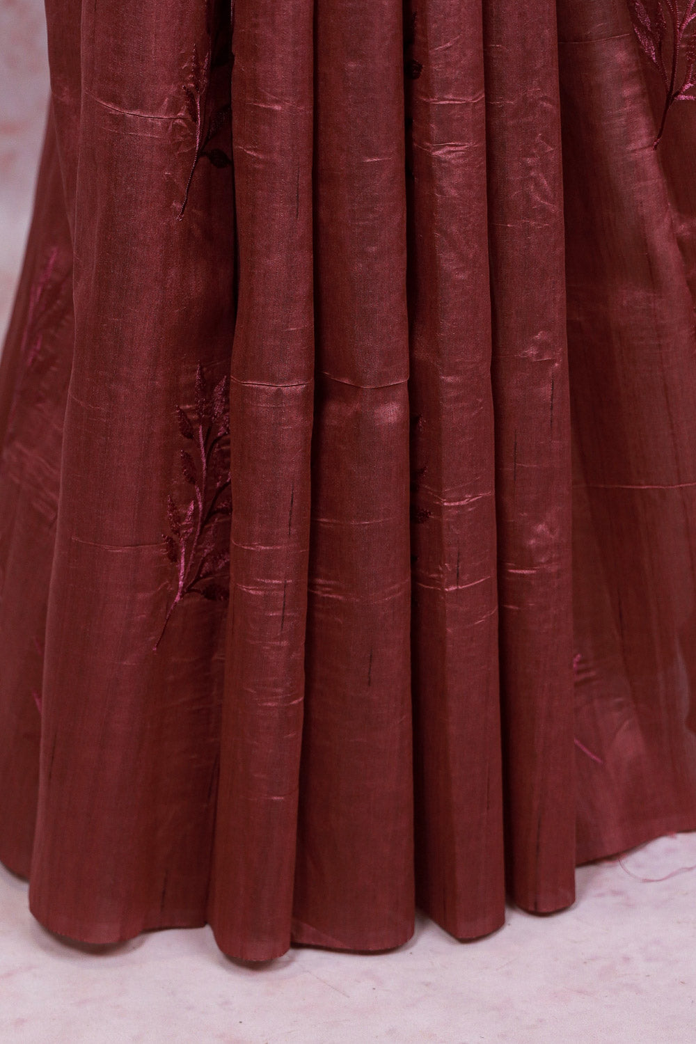 Dark Onion Pink Semi Tussar Saree - Seematti