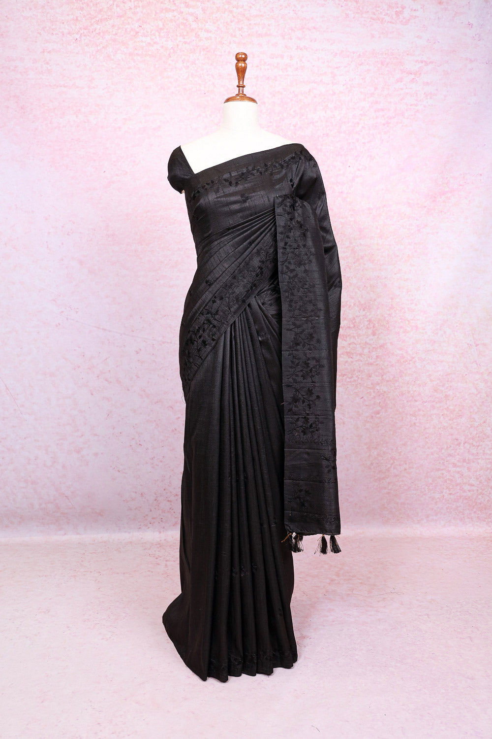 Black Semi Tussar Saree