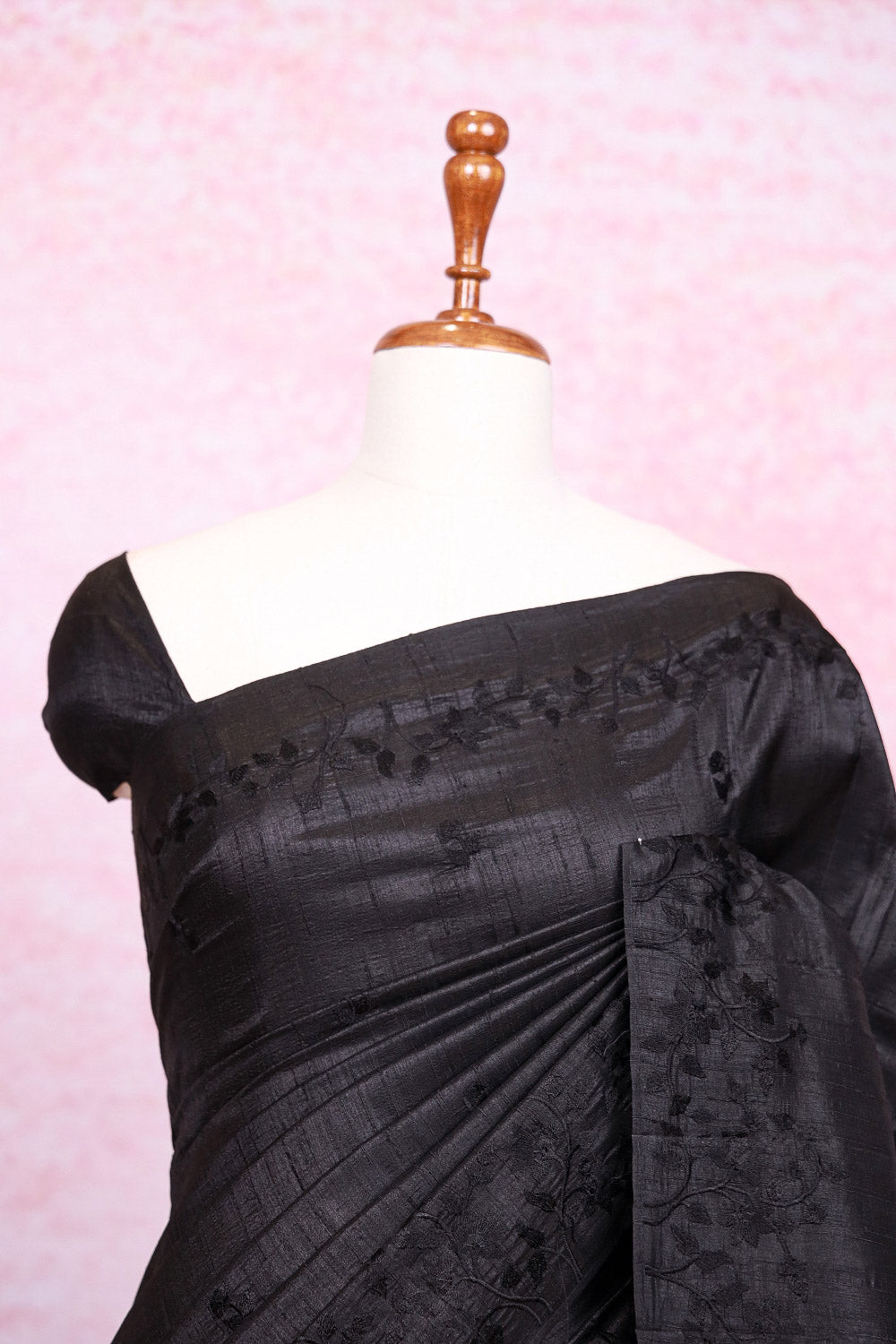 Black Semi Tussar Saree