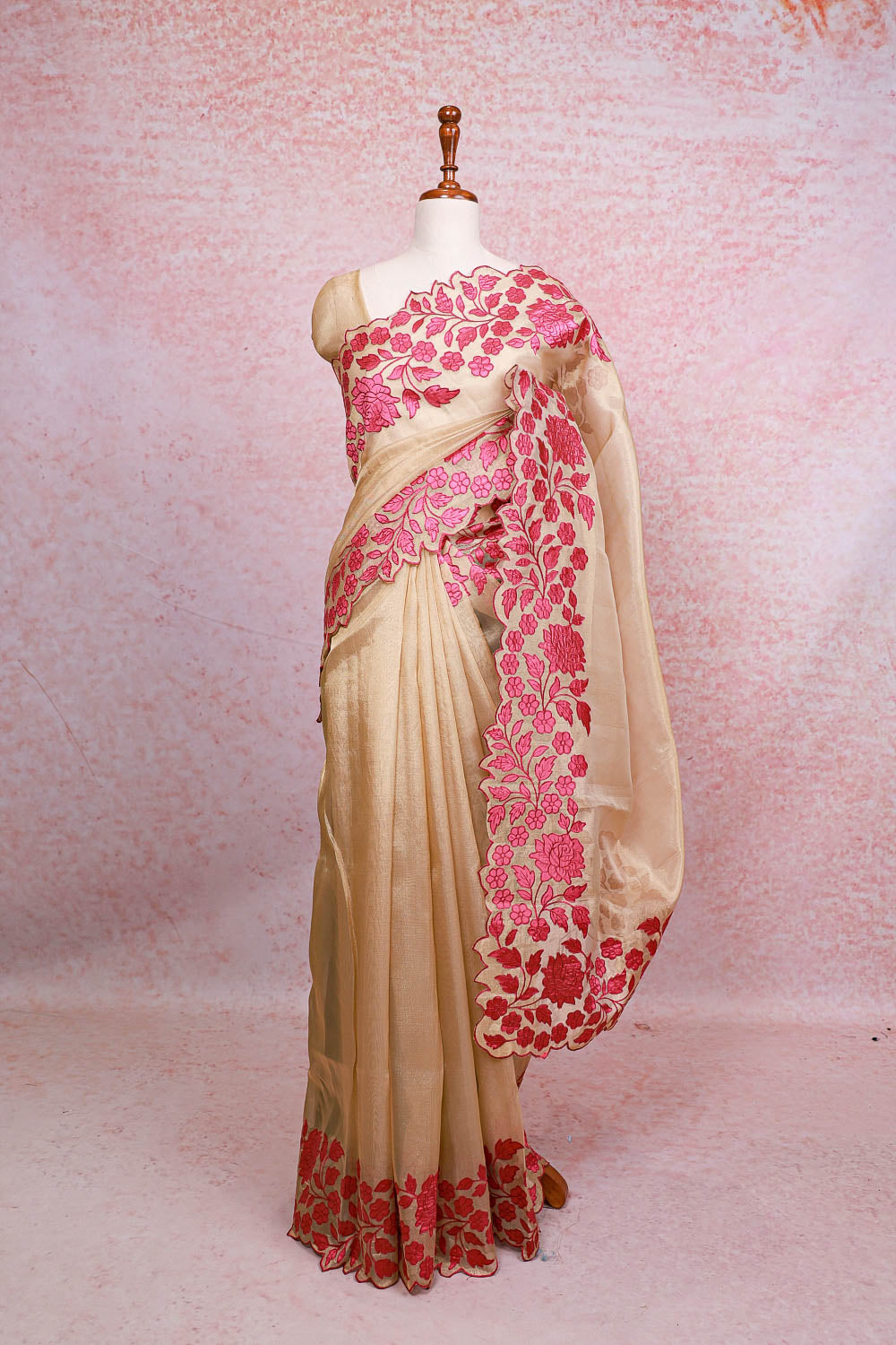 Golden Tissue Organza Saree