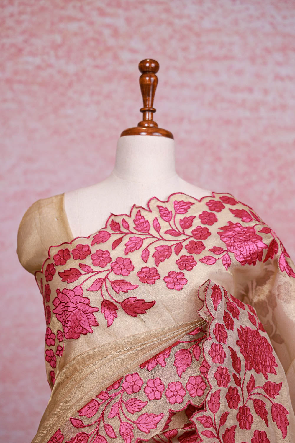 Golden Tissue Organza Saree