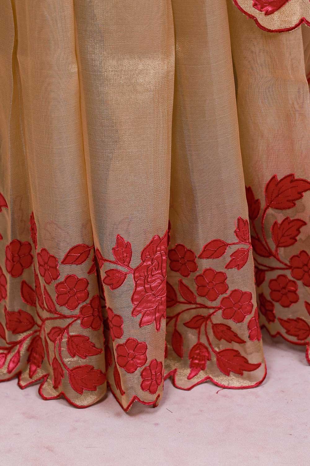 Golden Tissue Organza Saree