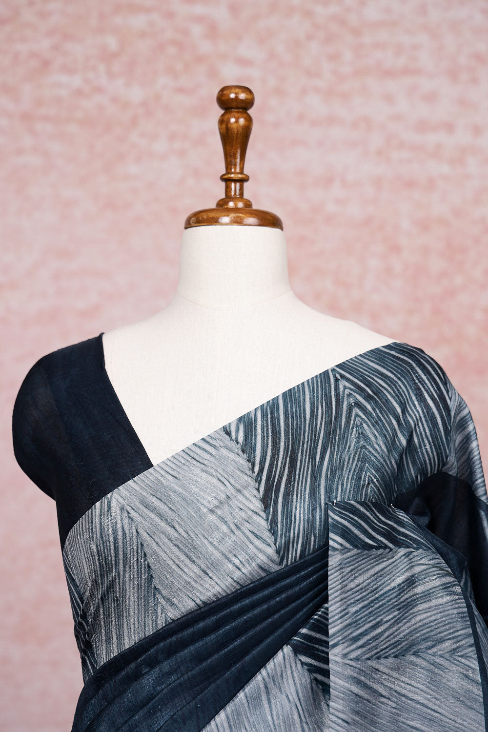 Blackish Blue Jute Chiffon Saree