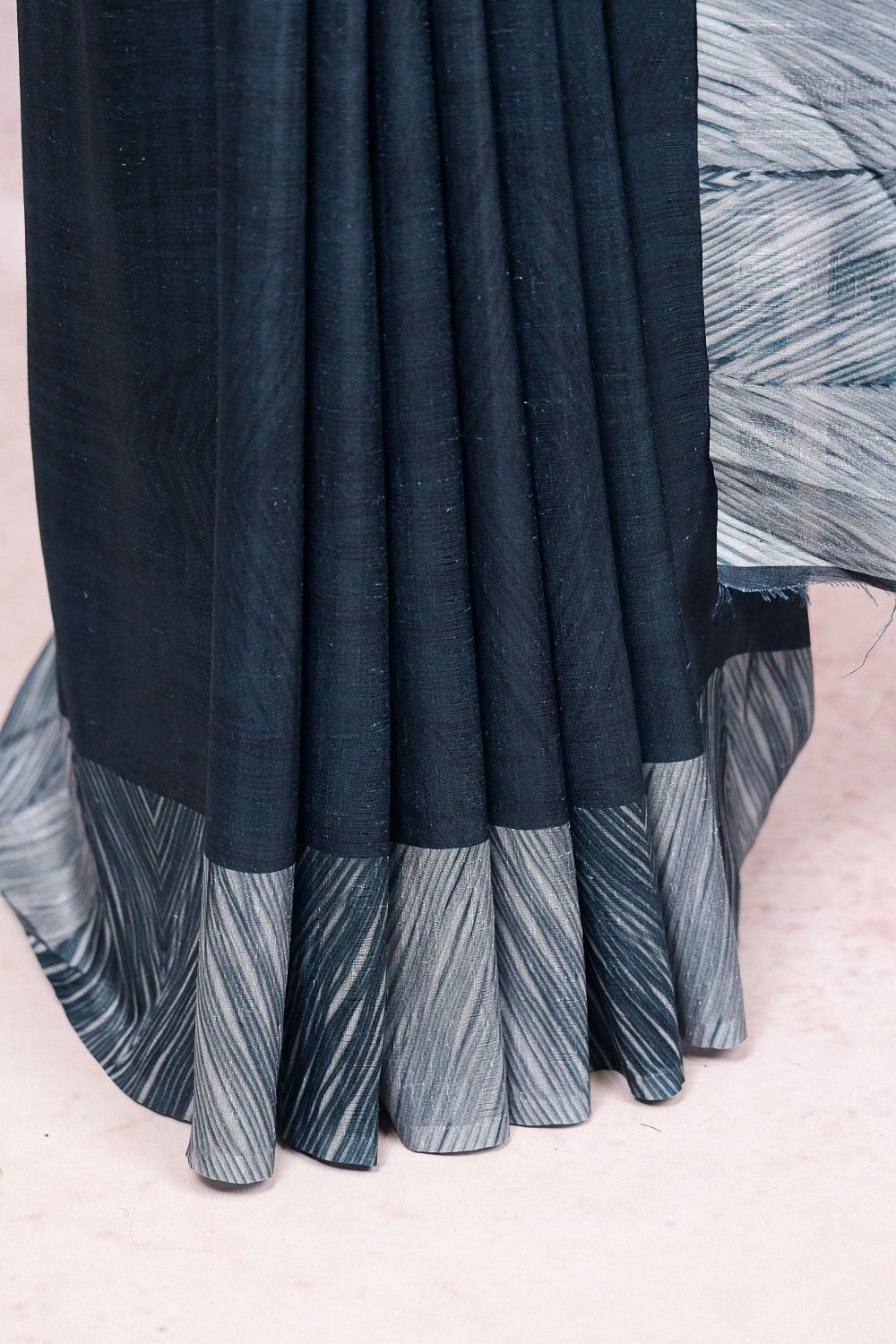 Blackish Blue Jute Chiffon Saree
