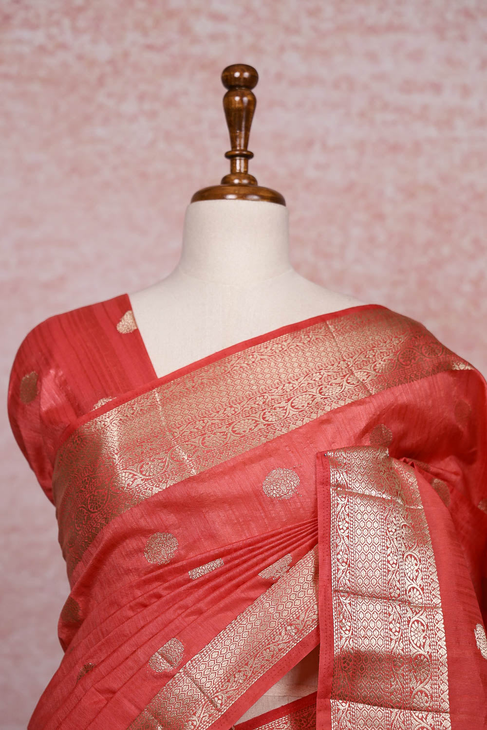 Peach Orange Semi Jute Saree