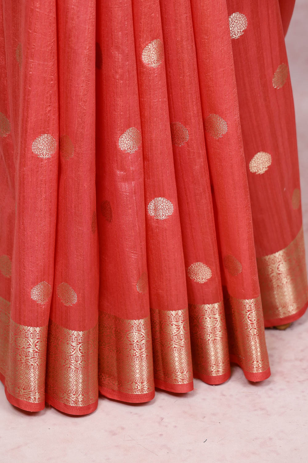 Peach Orange Semi Jute Saree