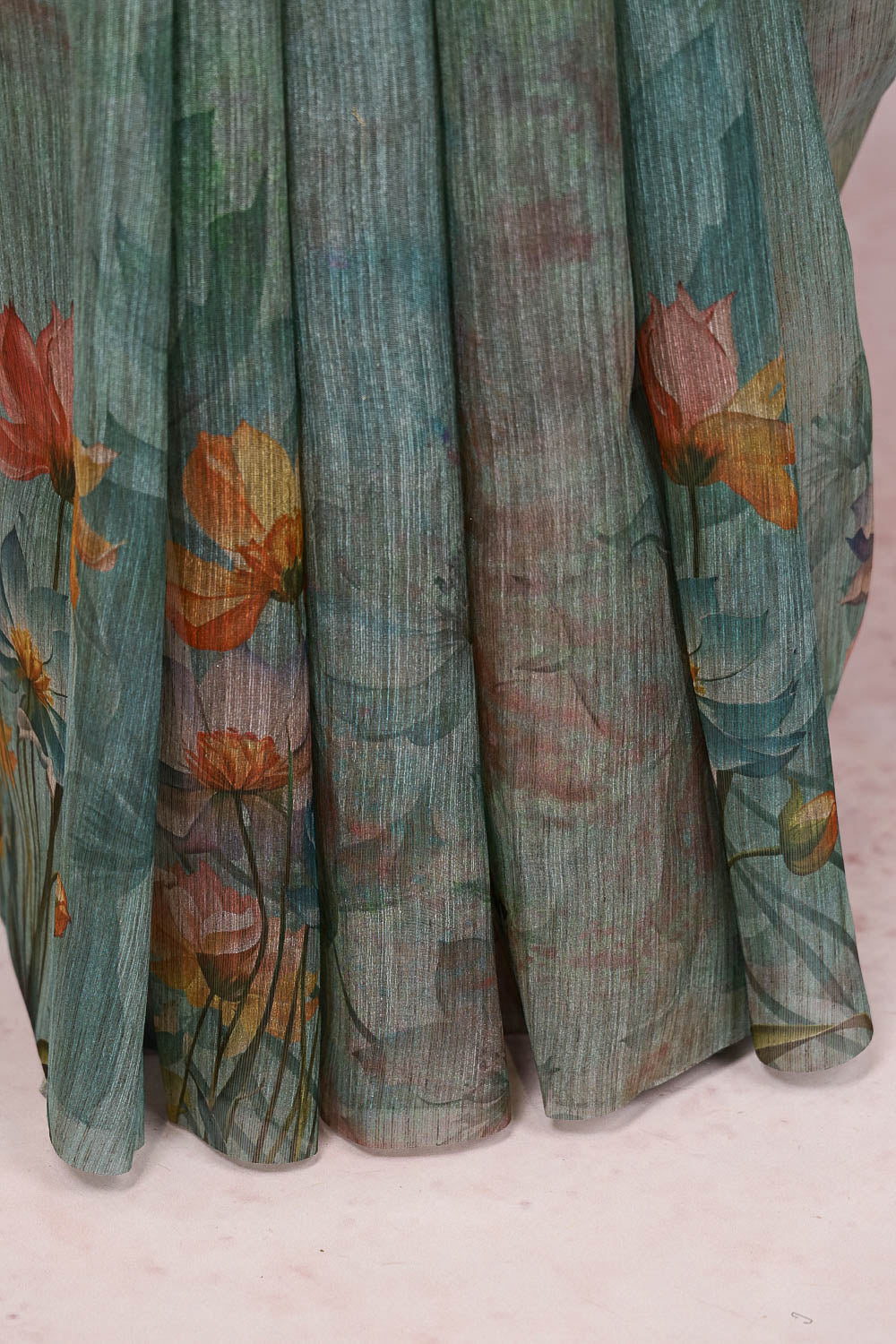 Sea Green Semi Tissue Saree
