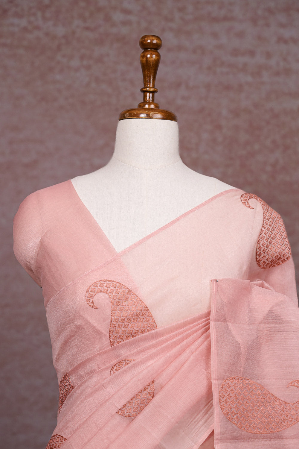 Peach Cotton Silk Saree