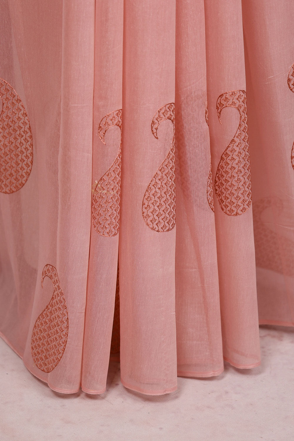 Peach Cotton Silk Saree