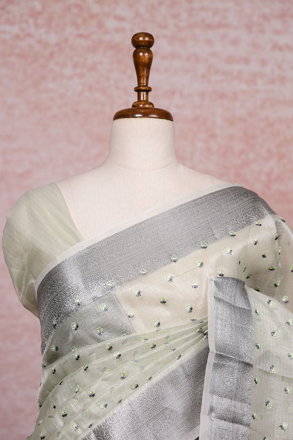 Pista Green Tissue Organza Saree