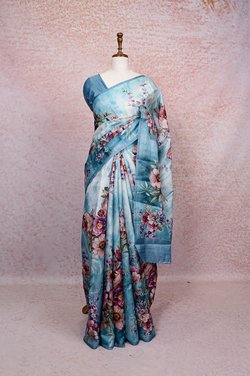 Blue Semi Tussar Saree