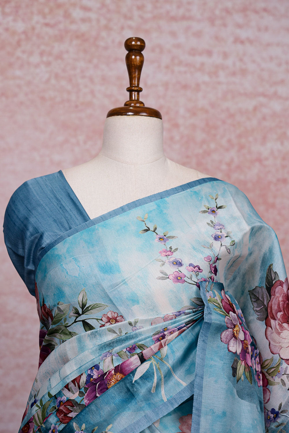 Blue Semi Tussar Saree