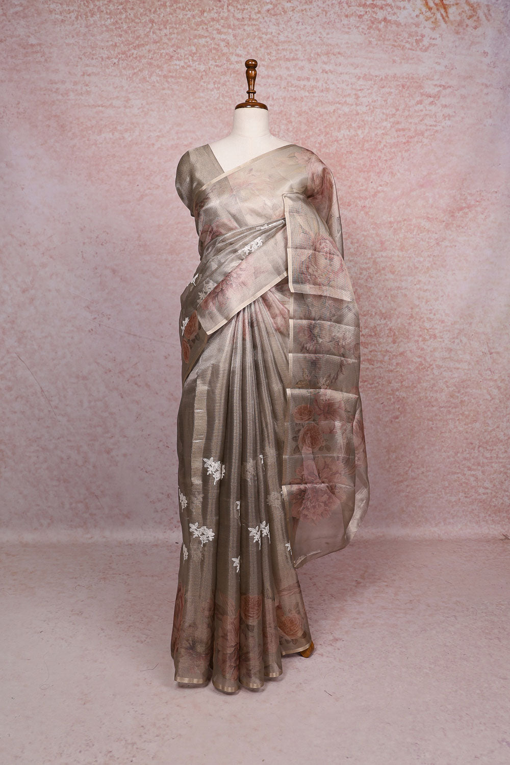 Golden Chikku Semi Tissue Saree