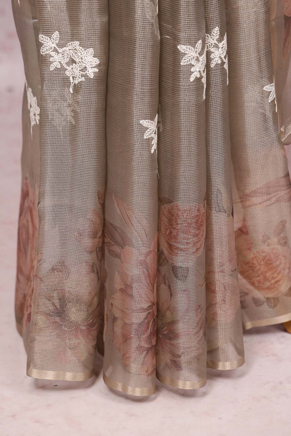 Golden Chikku Semi Tissue Saree