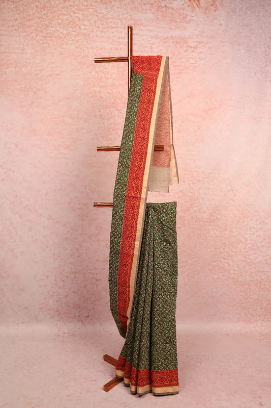 Green Chanderi Cotton Saree
