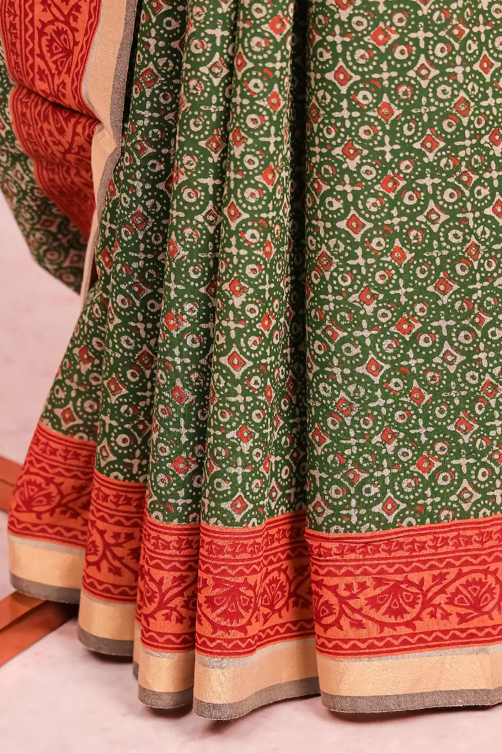 Green Chanderi Cotton Saree