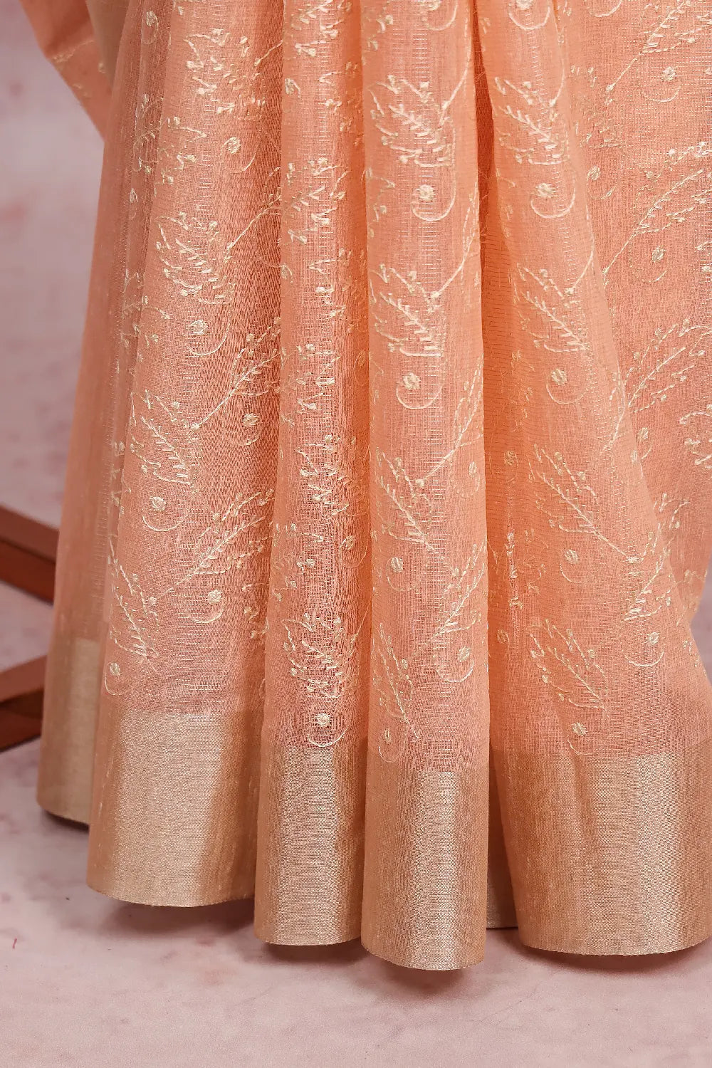 Peach Semi Tissue Organza Saree