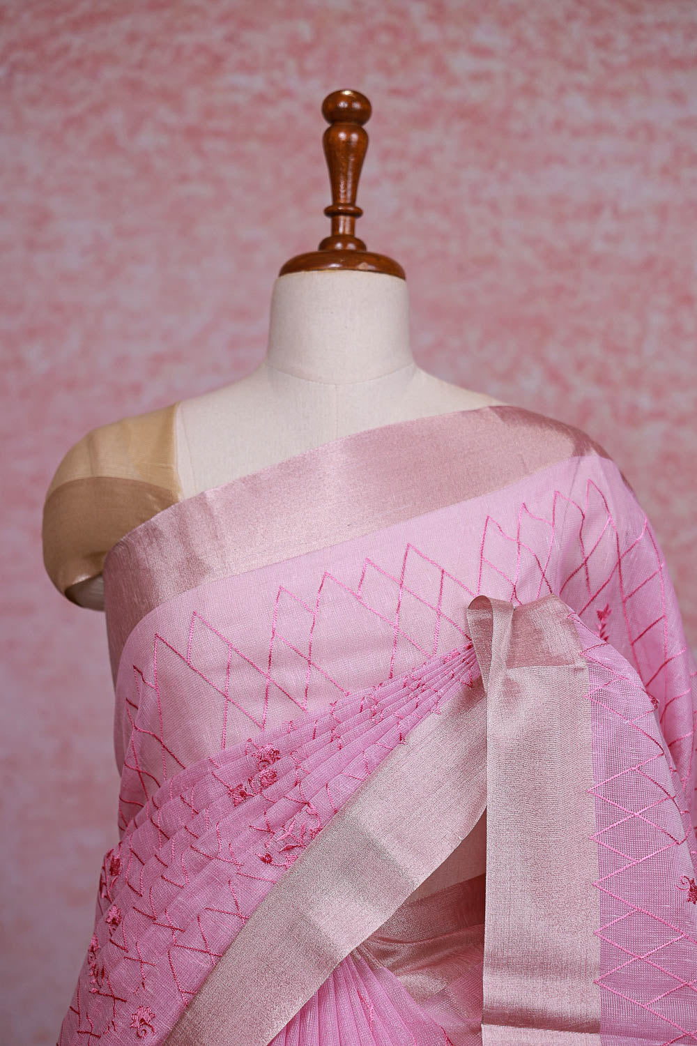 Pink Semi Tissue Saree
