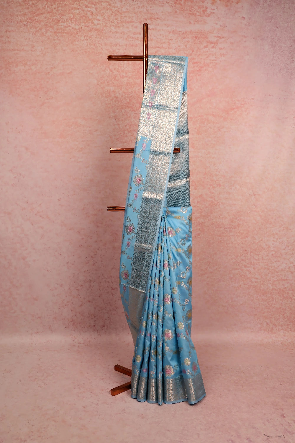 Light Blue Semi Tussar Saree