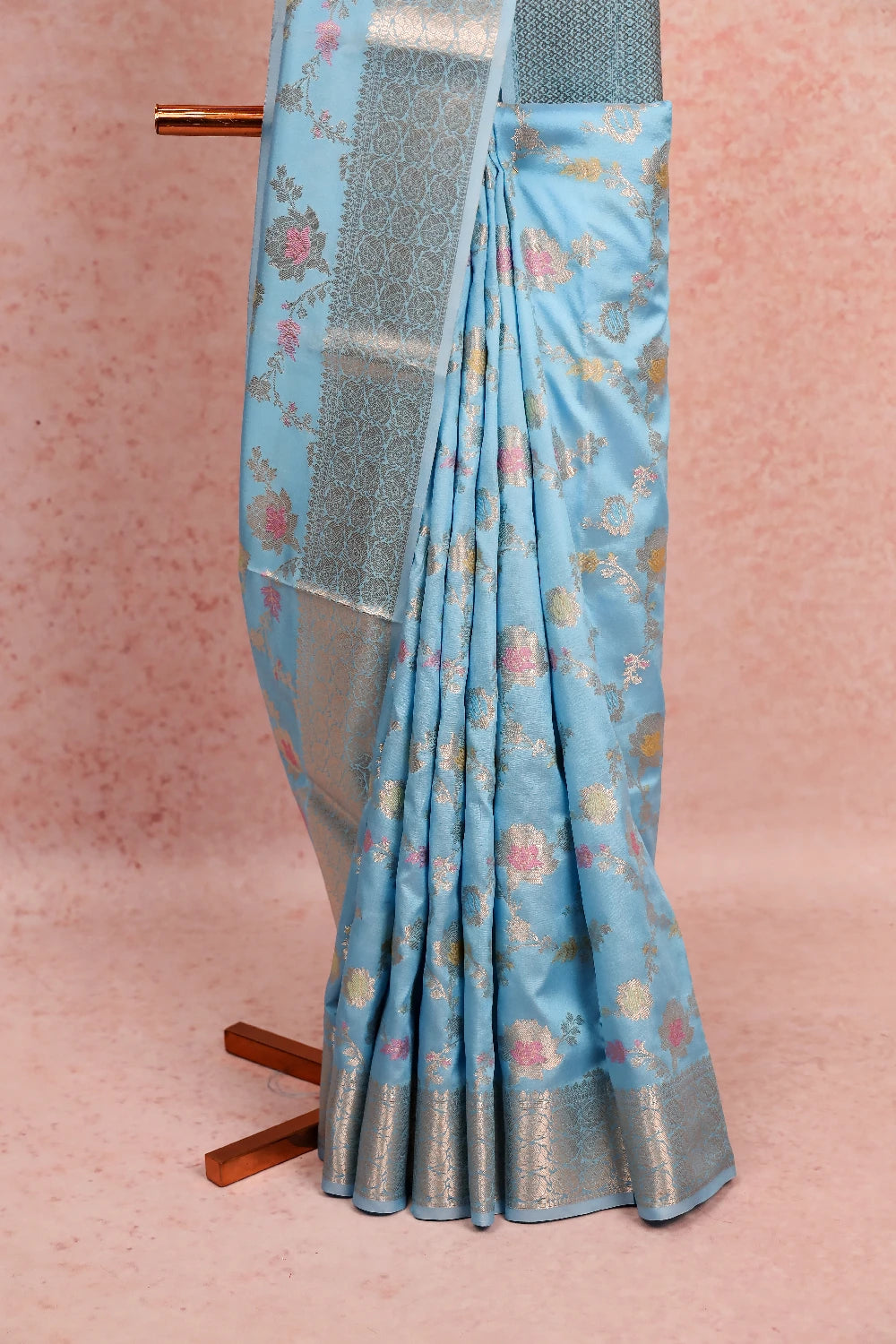 Light Blue Semi Tussar Saree