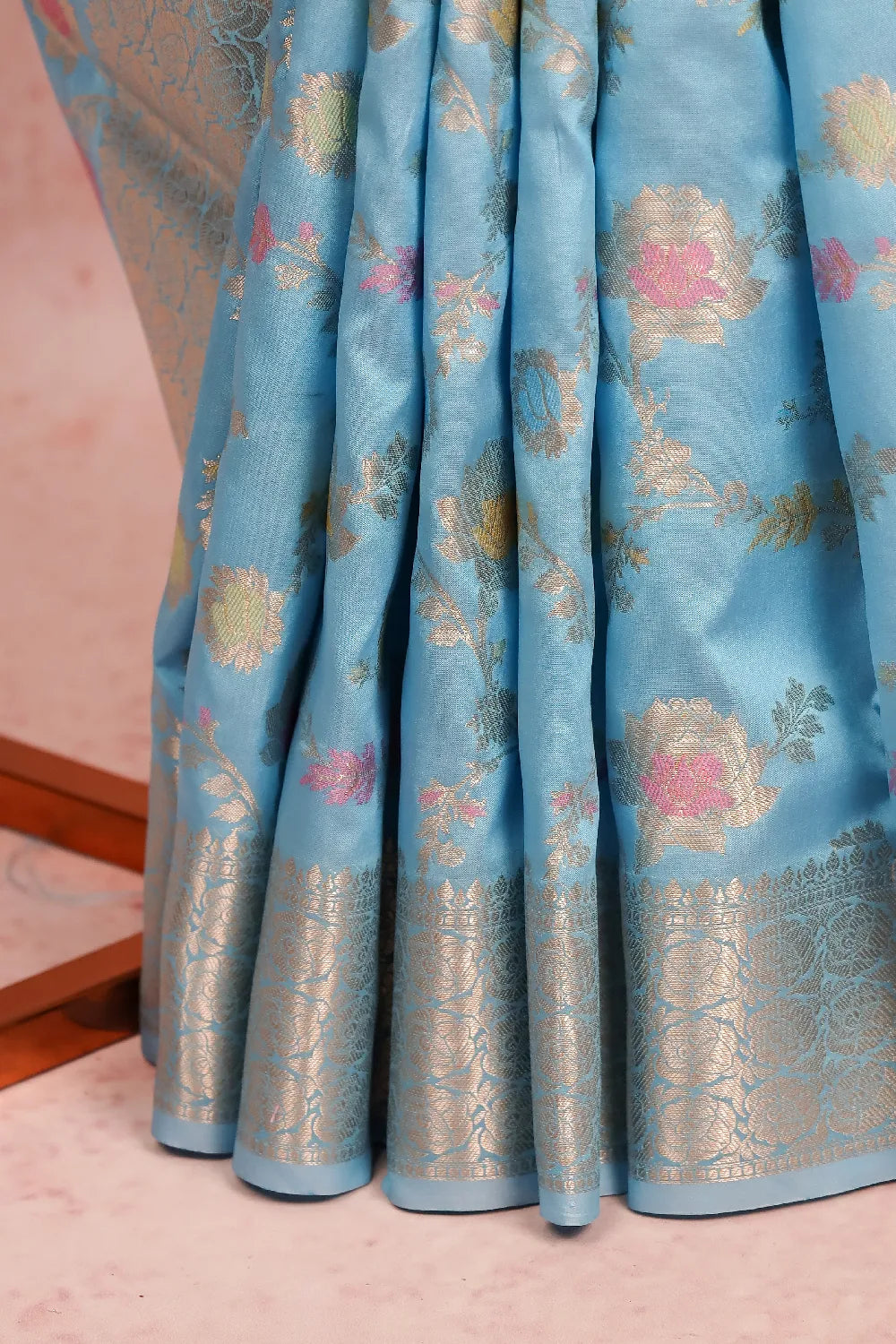 Light Blue Semi Tussar Saree