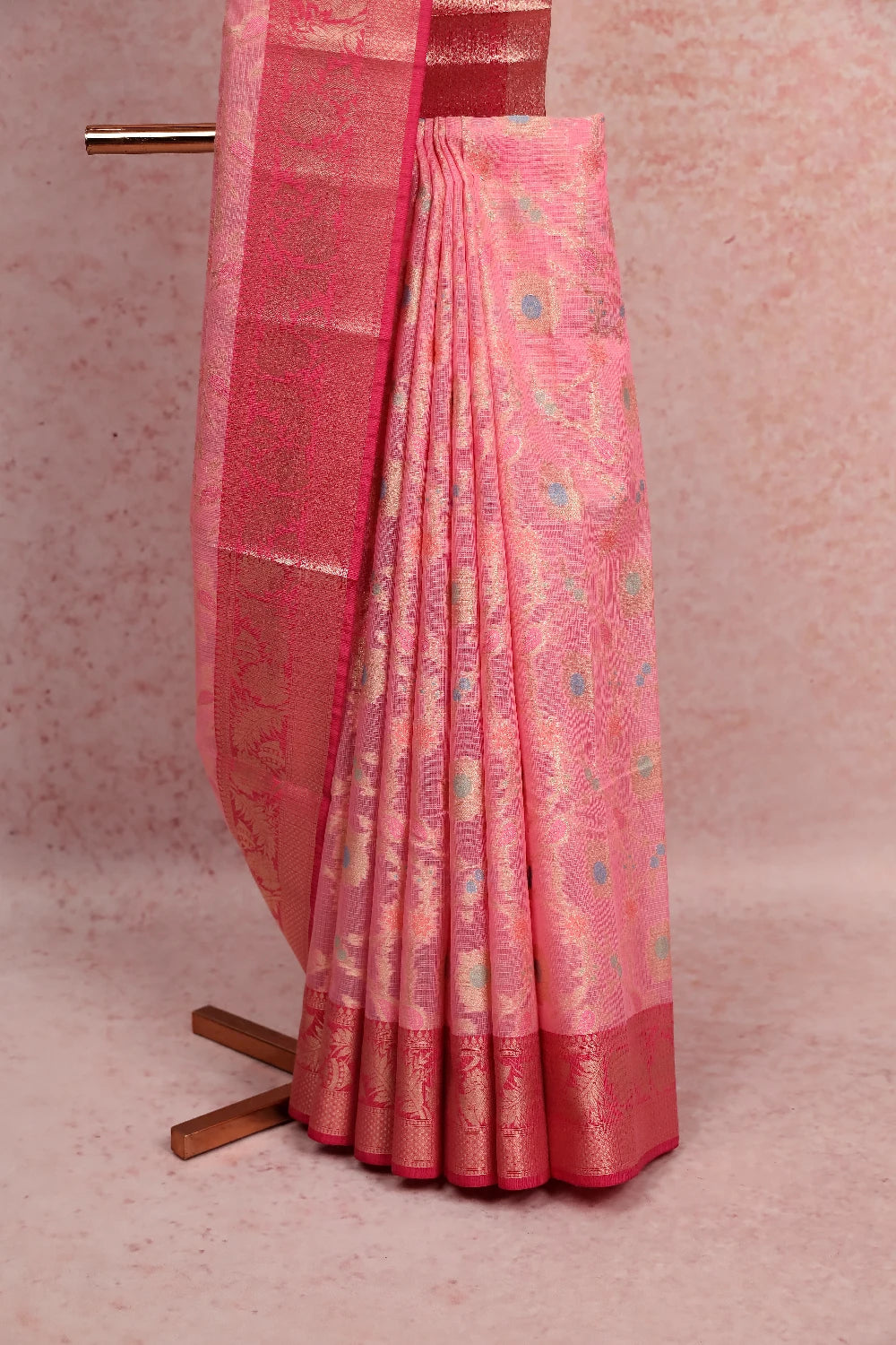 Pink Semi Tussar Saree