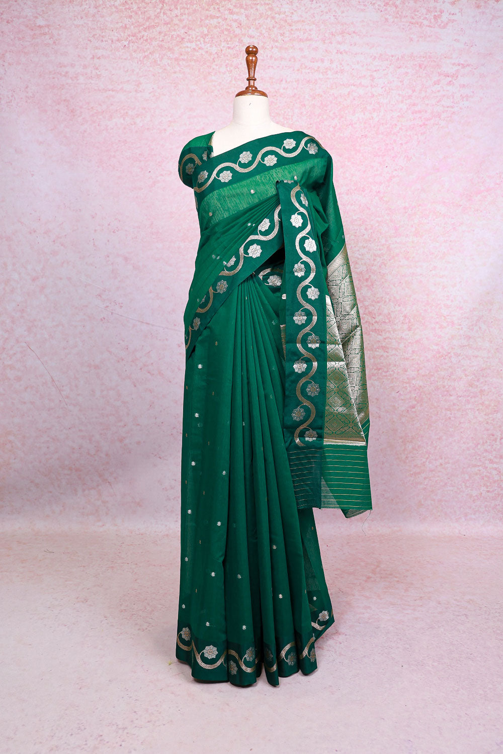 Green Semi Tussar Saree