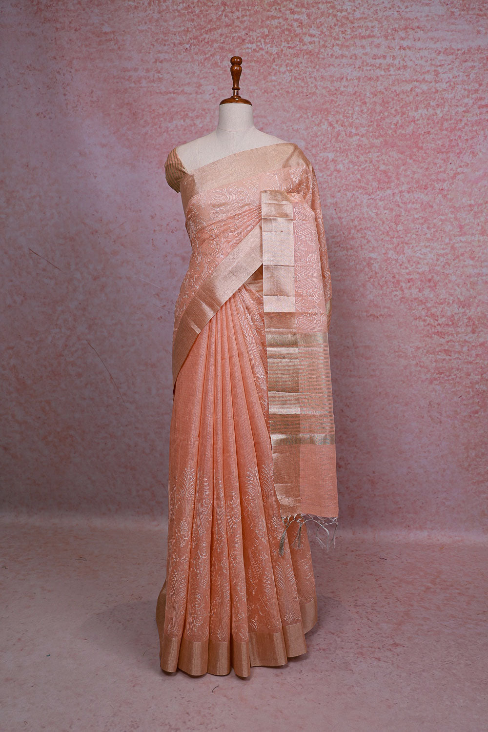 Peach Tissue Kota Saree
