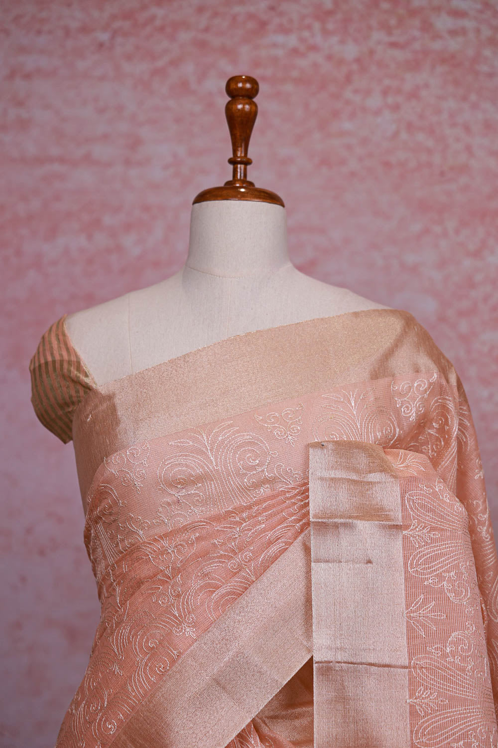 Peach Tissue Kota Saree