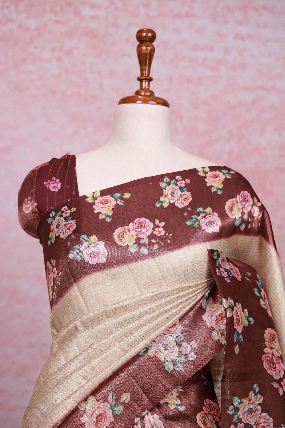 Cream Art Silk Saree