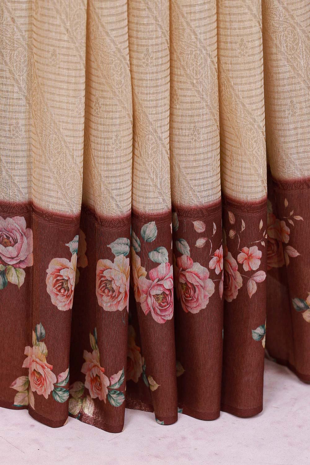 Cream Art Silk Saree