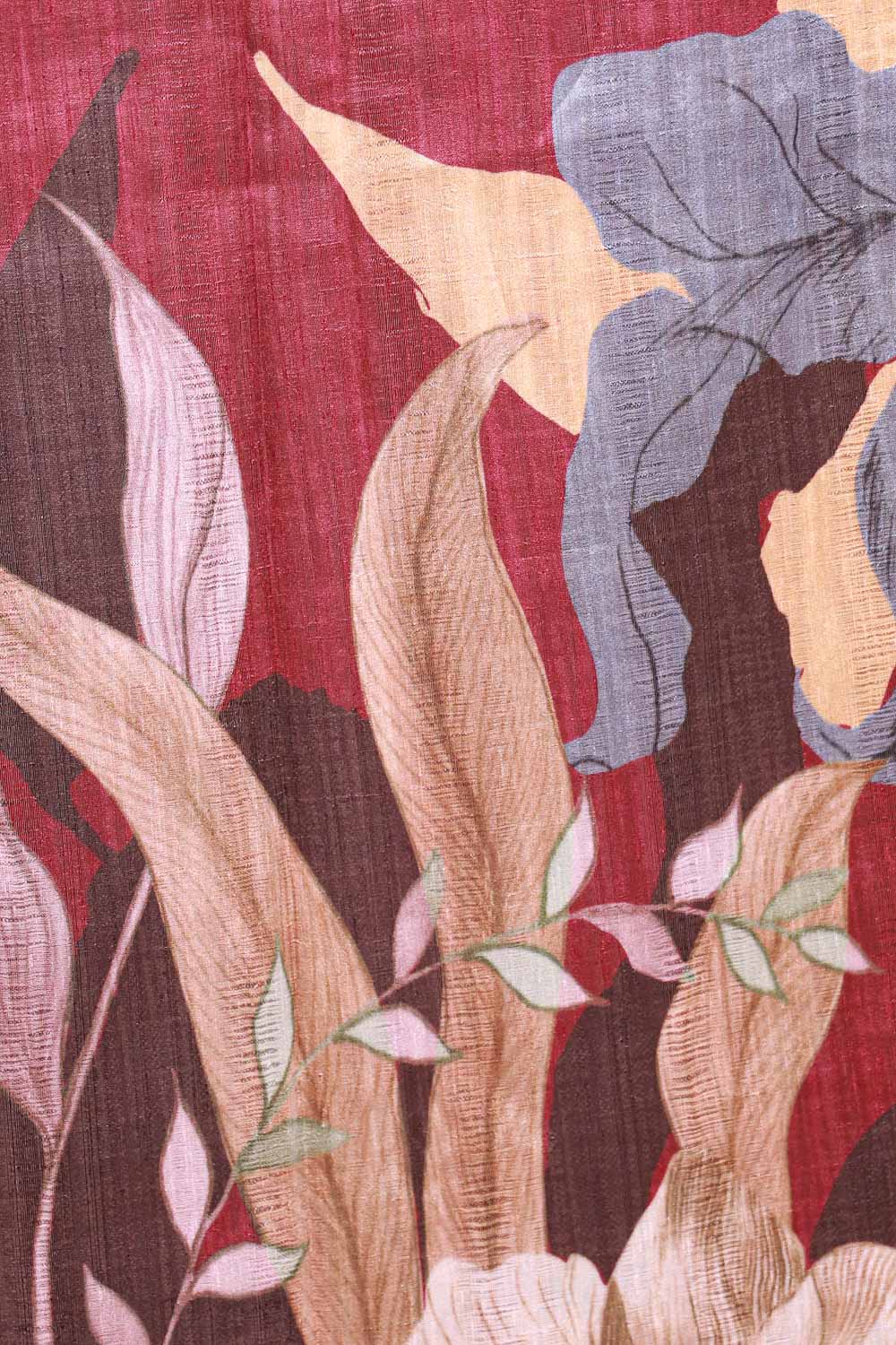 Wine Semi Jute Saree