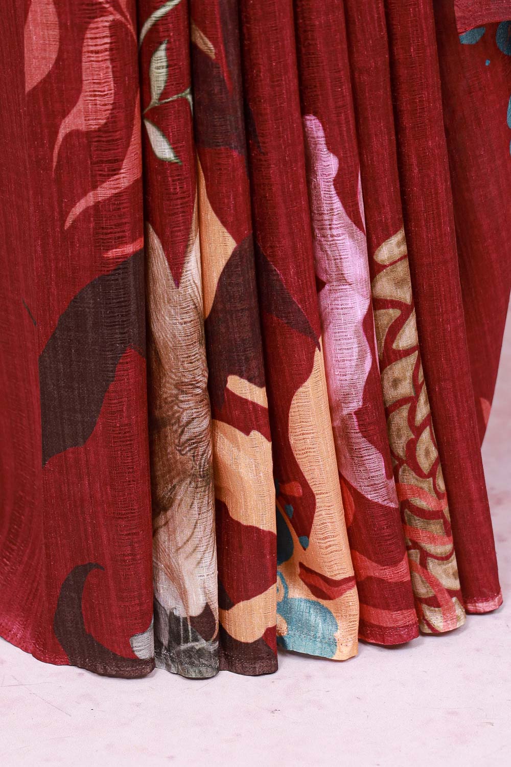 Wine Semi Jute Saree