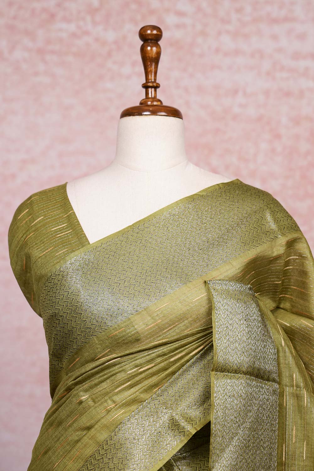 Mehandi Green Semi Tussar Saree