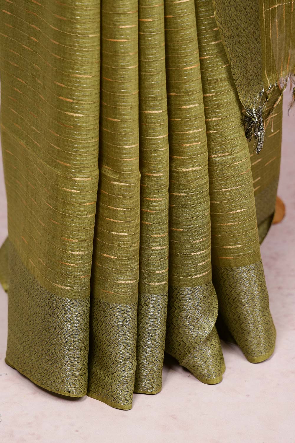 Mehandi Green Semi Tussar Saree