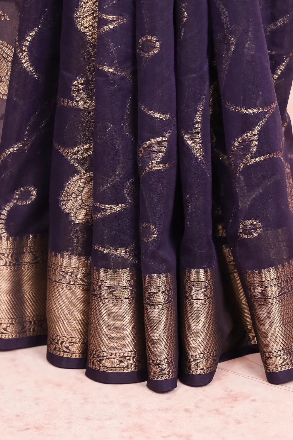 Navy Blue Semi Georgette Saree