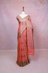Dark Peach Semi Silk Saree