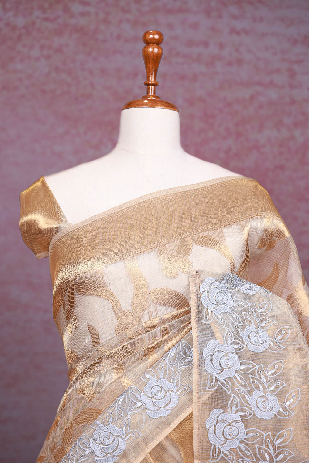 Gold Semi Tissue Saree