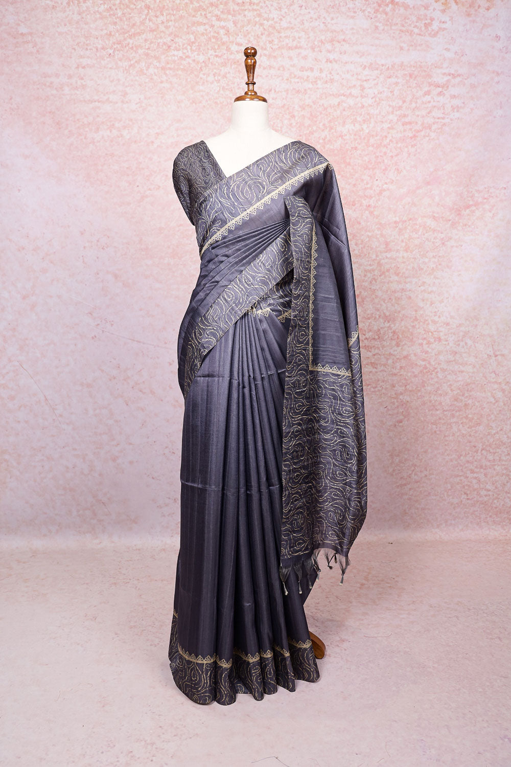 Grey Semi Tussar Saree