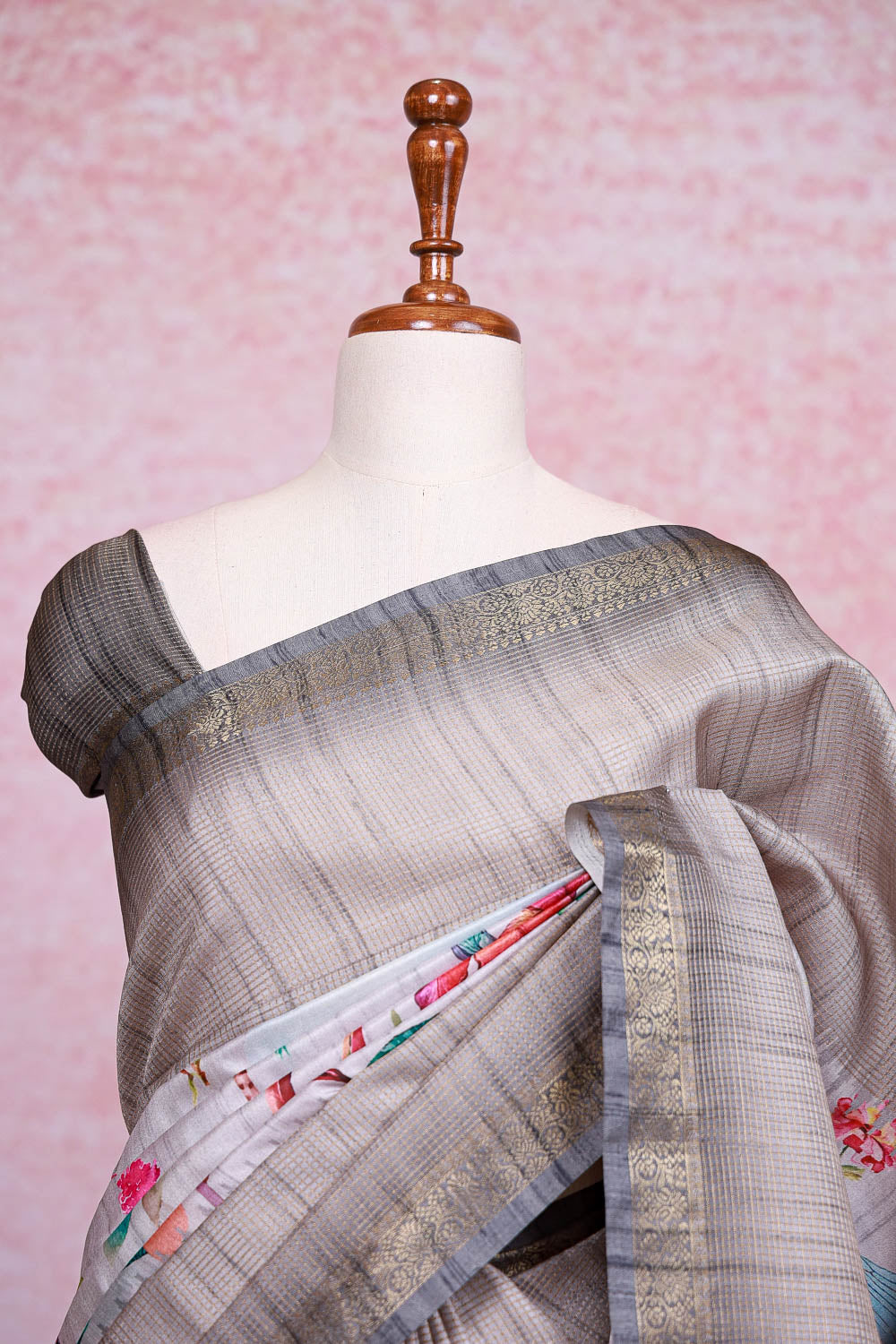 Ash Semi Tussar Saree