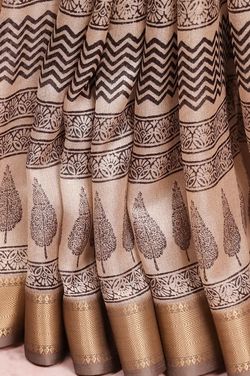 Grey Semi Chanderi Saree