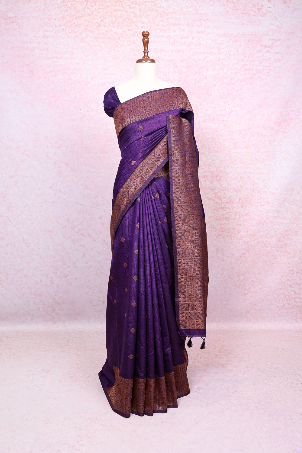 Violet Semi Jute Saree