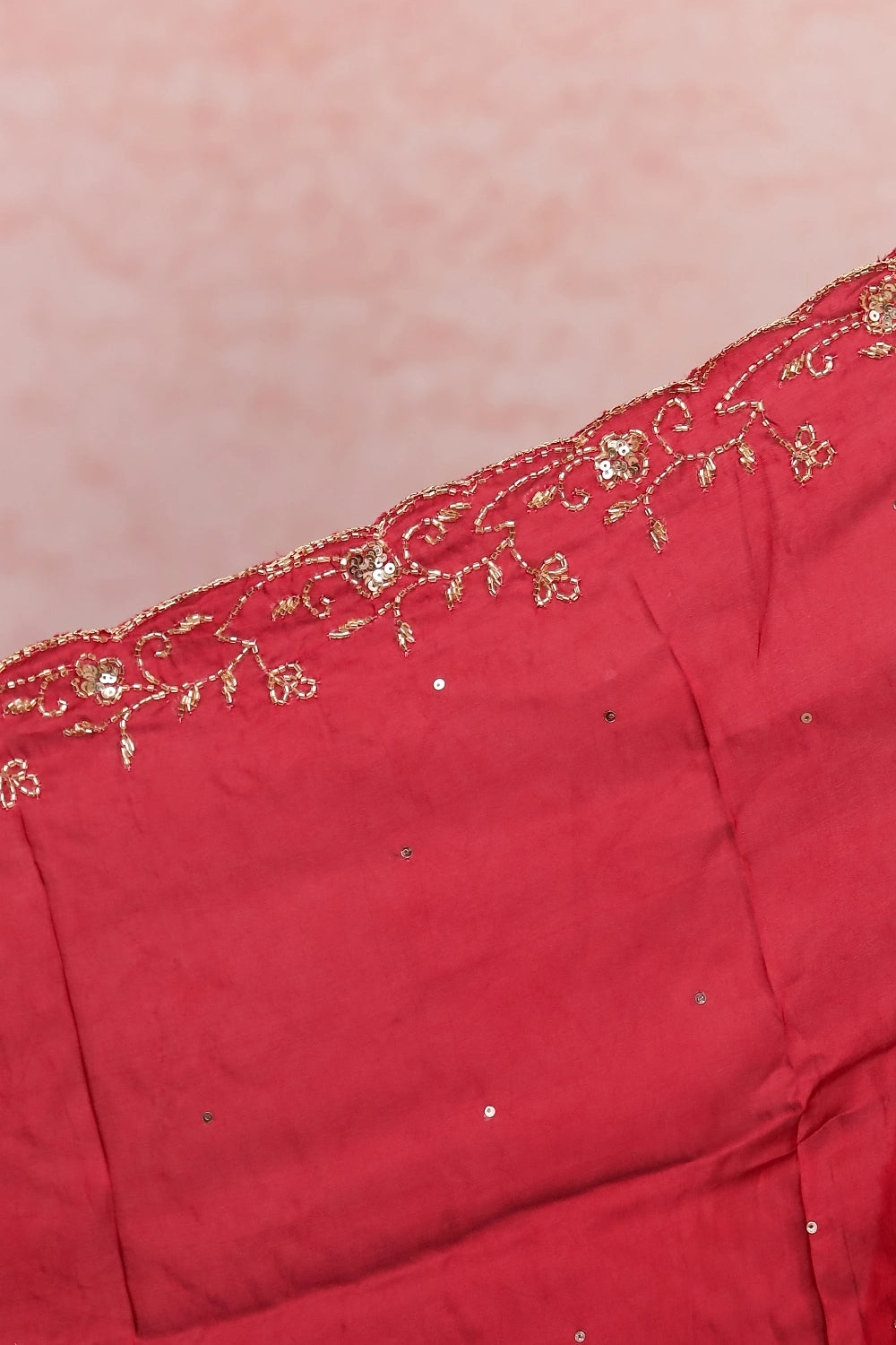 Maroon Crepe Beads Work Unstitched Churidhar Material