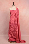 Onion Pink Crepe Applic Work Unstitched Churidhar Material