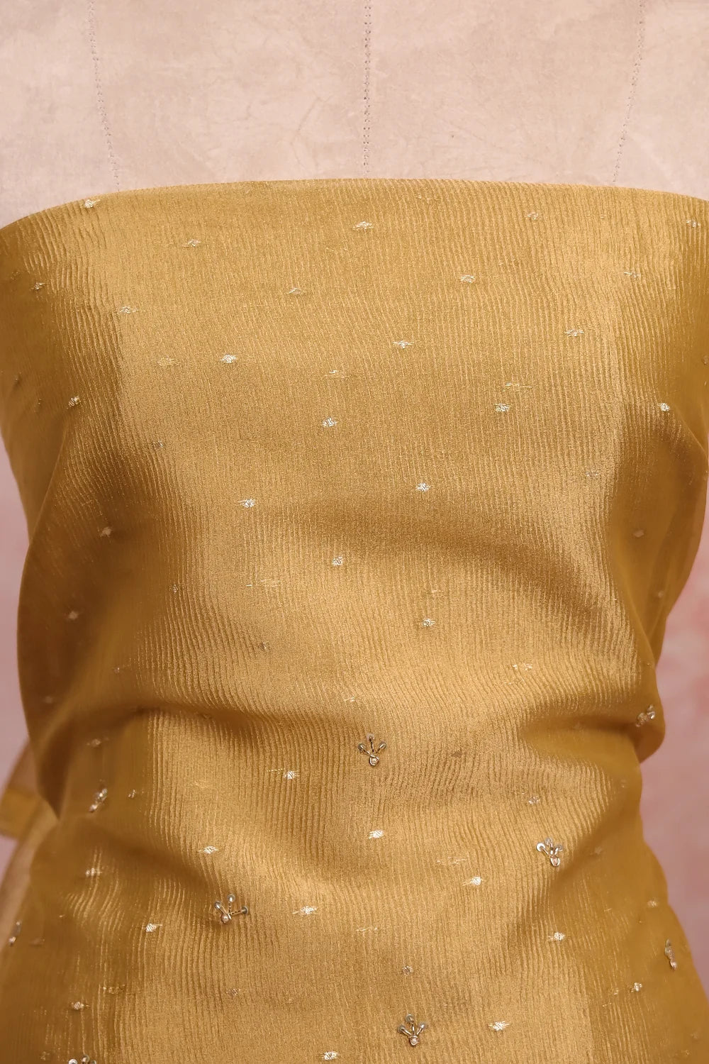 Gold Crush Organza Beads Butta Unstitched Churidhar Material