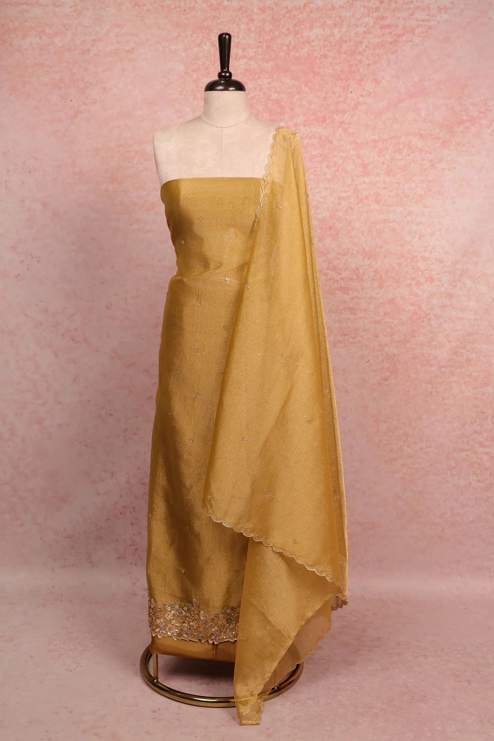 Gold Crush Organza Beads Butta Unstitched Churidhar Material