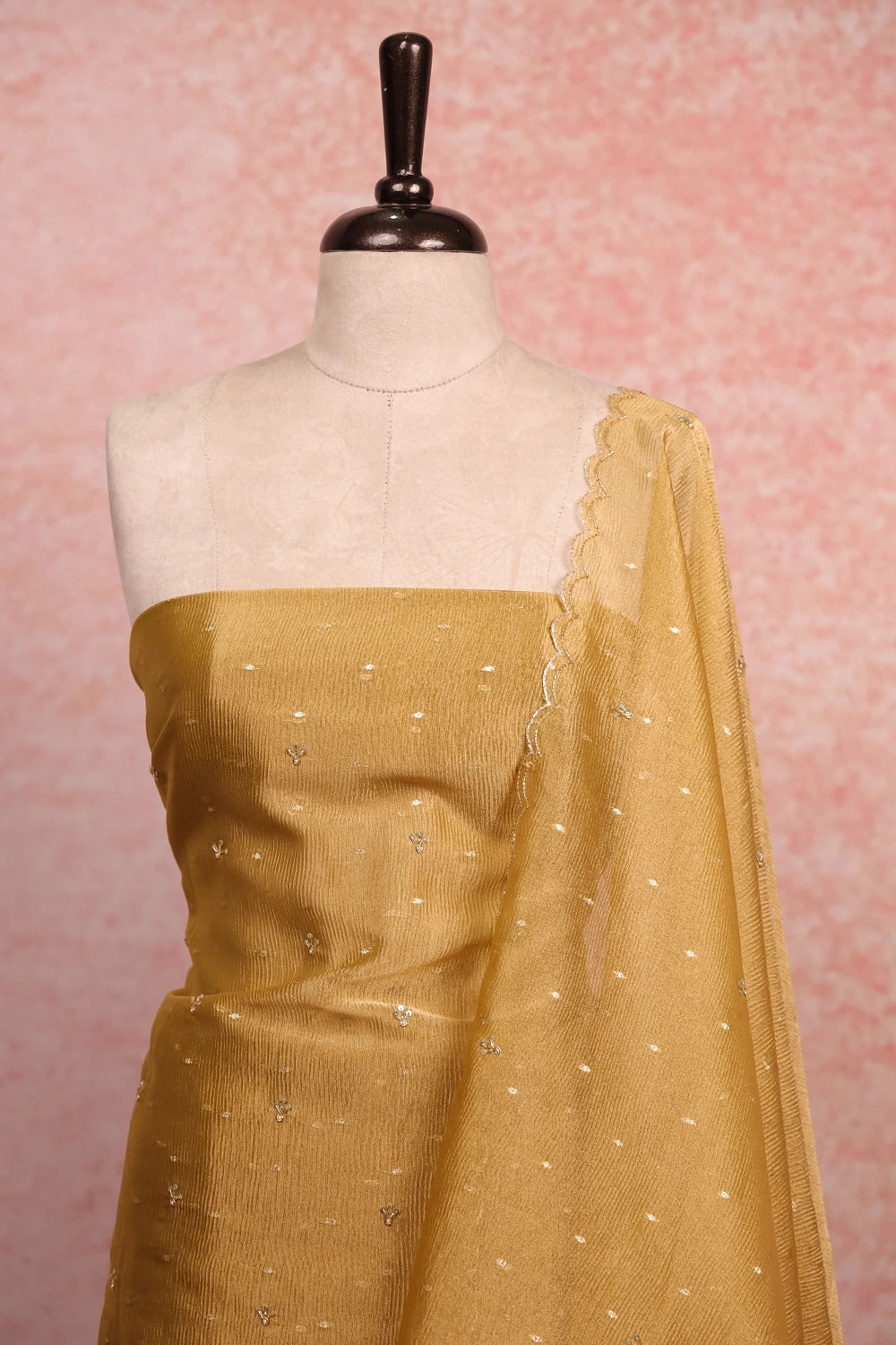 Gold Crush Organza Beads Butta Unstitched Churidhar Material
