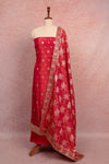 Rani Pink Banarasi Butta Unstitched Churidhar Material