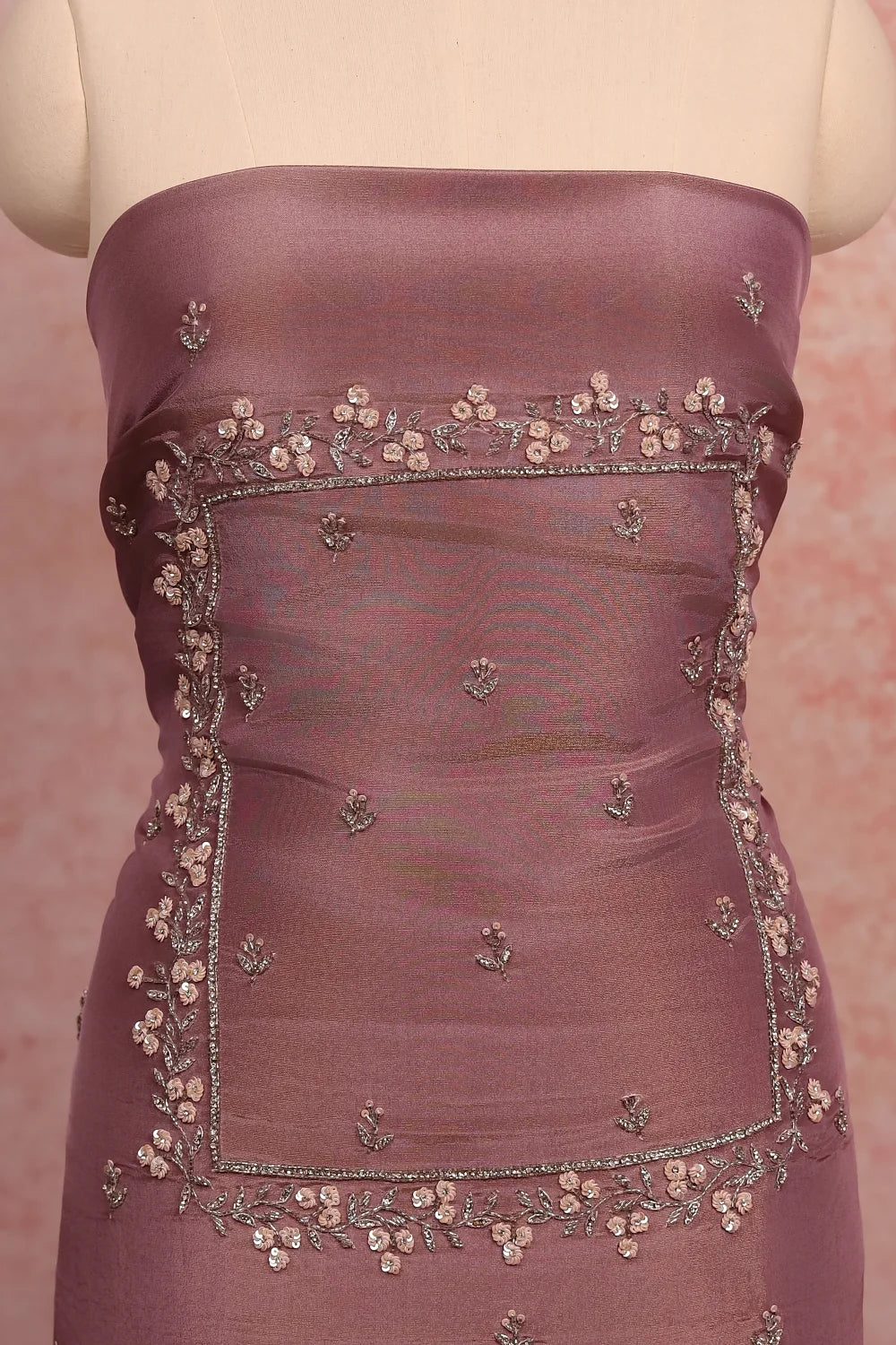 Lavender Tissue Beads Butta Unstitched Churidhar Material
